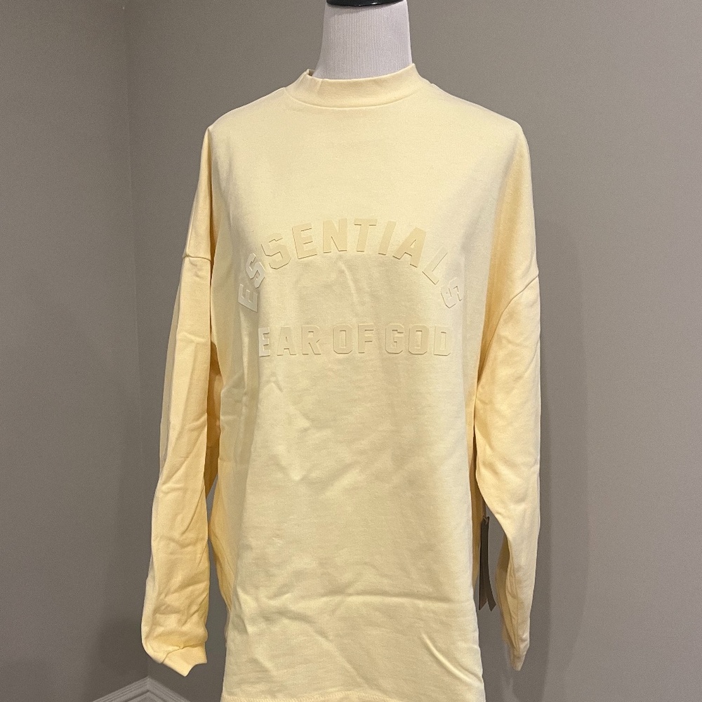 Yellow/Beige Authentic Fear Of God Essentials Oversized Crewneck